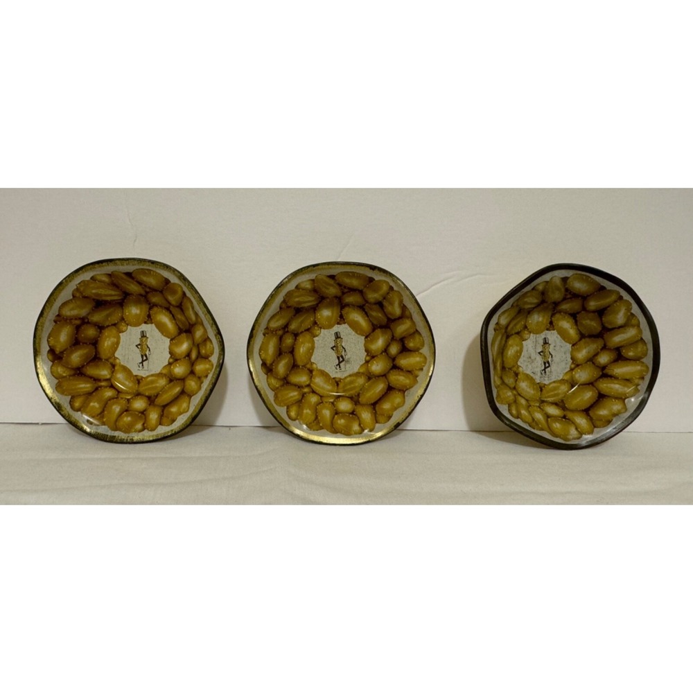 Vintage Mr. Peanut Metal Nut Bowls Set of 3 Catchall Dishes 1960-70s